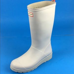 Hunter Tall Rainboots Satin White Sz 7 Waterproof